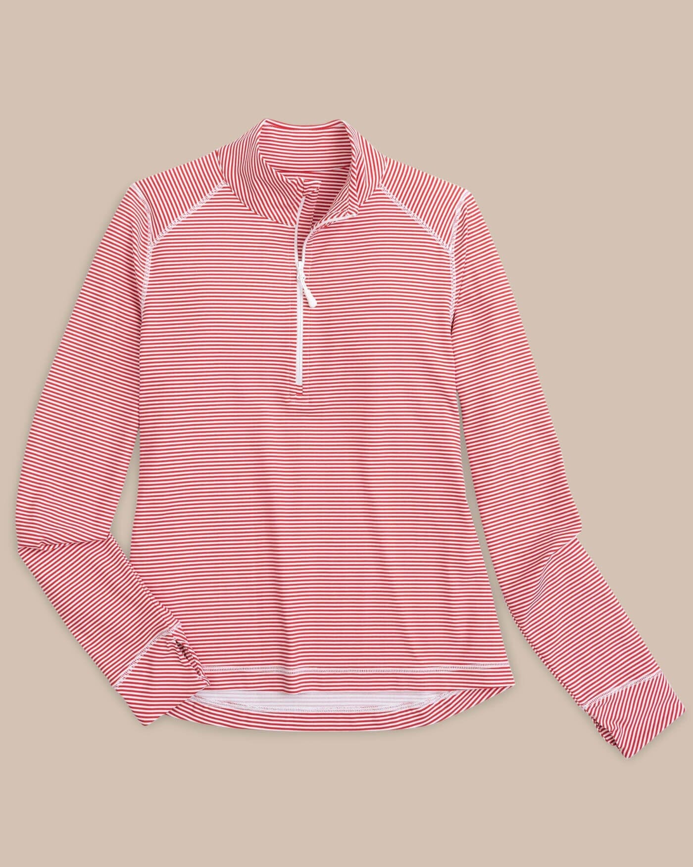 The front view of the Southern Tide Team Colors Runaround Quarter Zip Pull Over by Southern Tide - Varsity Red